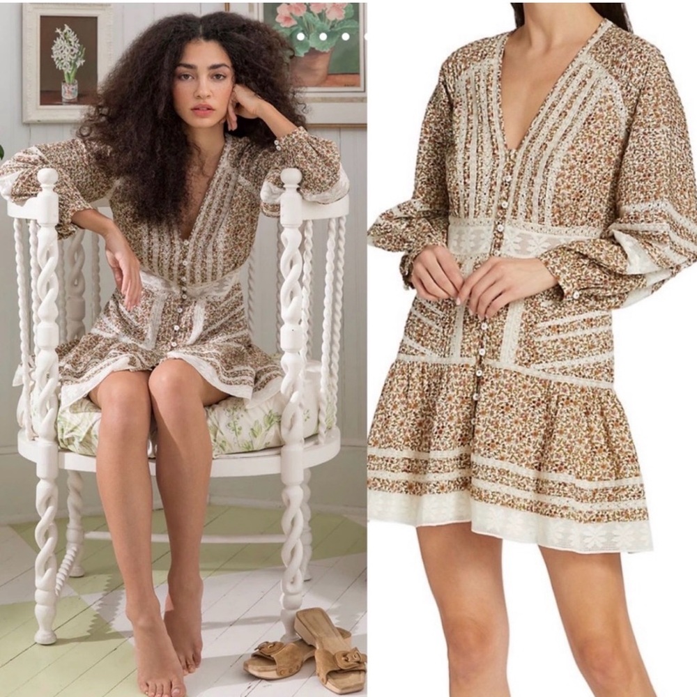 Veronica Beard Addilyn Floral V-Neck Long Sleeve Dress - Picture 2 of 4